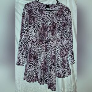 Chic Floral Leopard Print Women's Blouse